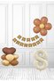 8 Years Old Retro Daisy Birthday Set - Brown Heart - 7-Piece Balloon Stand - Cream Figure Foil Balloon