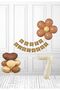 7 Years Old Retro Daisy Birthday Set - Brown Heart - 7-Piece Balloon Stand - Cream Figure Foil Balloon