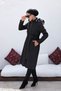 KMKKOMBİN Women's Fur Lined Waist Gathered Sleeve Snap Detailed Hooded Bondic Fabric Coat - 6