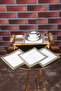 Checkered 6-Piece Linen Linen Coffee Side Cocktail Presentation Party Napkin Embroidered Presentation Holder