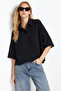 Siyah Oversize Geniş Kalıp Fakir Kol Dokuma Gömlek TWOSS20GO0381 - 2