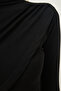 Black Drawstring Detailed Stand Collar Blouse CE00092 - 4