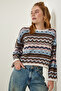 Cream Sky Blue Patterned Seasonal Knitwear Sweater MC00253 - 2