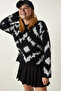 Black Patterned Knit Sweater BV00104 - 3
