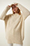 Cream Oversize Long Basic Knitwear Sweater BV00099 - 4