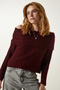 Maroon Madonna Collar Knit Sweater PF00049 - 2