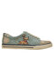 Women's Vegan Leather Green Sneakers - Sleeping Dogs Design - 6