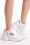 Women's White High-Sole Lace-Up Sports Shoes - 2