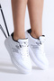 Women's White Black White Black Poly Sole Side Stripe Lace Up Sneaker - 3