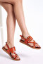 Women's Orange Comfortable Fit Cross Strap Flip Flop Sandals - 3