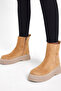 Women's Nude Suede Comfortable Fit Zippered Suede Boots - 2