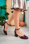 Women's Heeled Claret Red Patent Leather New Classic Shoes - 3