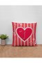 Valentine's Day Themed Fuchsia Pink Heart Letter I Stone-Look Pillow Cover - 4