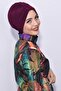 Hijab Sea Pool Cap Cross Knot Model Plum (4 Seasons Use) - 2