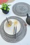 2 Pieces Premium American Service Stain Resistant Washable 36cm Black and White Straw Braid Charger Set