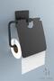 Adhesive Set of 2 Black Covered Toilet Paper Holder and Black Roll Towel Holder Napkin Holder - 3