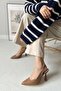 Spark Matte Leather Cappuccino Brown Mink Pointed Toe Back Open Stiletto Heeled Women's Shoes - 3