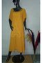 Authentic Voile Cotton Guipure Detailed Short Sleeve Mustard Yellow Maxi Dress - 3