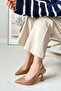 Spark Matte Leather Cappuccino Brown Mink Pointed Toe Back Open Stiletto Heeled Women's Shoes