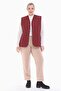 Women's Large Size Plaid Claret Red Quilted Vest 1037 - 3