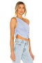 Women's Baby Blue One-Shoulder Jersey Ruched Crop Top - 2