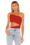 Women's Red Gathered Silk Jersey Bodysuit