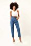 Blue Lycra High Waist Boyfriend Elastic Waist Mom Jeans Jeans - 3
