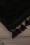 Relax Black 60x100 + 50x60 cm 2-Piece Cornered Pompom Fringed Bath Rug Mat Set with Non-Slip Base - 2
