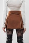 Pleated Brown Mini Skirt with Cargo Pocket Detail - 6