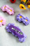 4-Piece Mother Daughter Baby Knitted Hair Clip Set Pink Lilac Hair Snap Clip Baby Hair Clip Girl's Hair Clip - 4