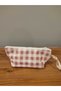 Pink Gingham Washable Zippered Single Eye Cloth Pencil Makeup Bag
