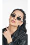 نظارات شمسية نسائية مستطيلة بإطار ذهبي كريمي وزجاج أسود