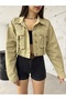 Women's Pocket Detail Oversized Cropped Denim Jacket - 5
