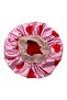 Pink Red Heart Patterned Satin Bonnet for Curly Hair - 3