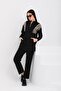 Women's Leopard Sequin Sequined Daily 2-Piece Sports Set Black - 6