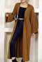 V-Neck Folded Wide Long Sleeve Self-Textured Thick Full Ankle Length Knitwear Cardigan Winter Comfortable - 3