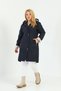 Water Resistant, Plus Size Trench Coat, Hooded Trench Coat, Bonded Fabric Plaid Trench Coat, Navy Blue - 2