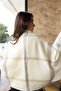 Square Patterned Scarf Shoulder Shawl 70X180 cm 1234 Ecru - 3