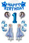 Frozen Elsa Blue Number Happy Birthday Balloon Set Transparent Balloon with Confetti Snow Queen Elsa Balloon