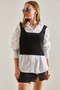 Women's Black Strappy Knitwear Blouse 20246024 - 4