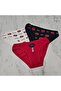 Women's Cotton Kiss Me Patterned 3-Piece Bikini Panties - 2