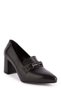 Women's Genuine Leather Classic Heeled Buckle Detailed Shoes Şhn.956 - Black - 35 - 6