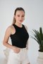 Black Zargo Model Fitted/Fitted Wide Bias Halter Neck Ribbed Stretchy Knitted Crop Blouse - 4