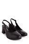 Genuine Leather Laser Cut Stylish Heeled Shoes Şhn.883 - 2