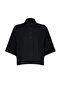 Siyah Oversize Geniş Kalıp Fakir Kol Dokuma Gömlek TWOSS20GO0381 - 7
