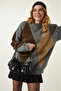 Gray Premium Diamond Patterned Oversize Knitwear Sweater FN03163 - 4