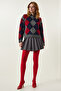 Gray Navy Blue Polo Collar Diamond Patterned Knitwear Sweater FN03168 - 4