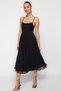 Black A-Line Lined Corset Detailed Woven Tulle Stylish Evening Dress Night Graduation Dress Tprss24El00041 - 2