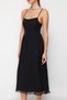 Black A-Line Lined Corset Detailed Woven Tulle Stylish Evening Dress Night Graduation Dress Tprss24El00041 - 4