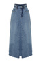 Mavi Volanlı Dikiş Detaylı Yüksek Bel Maxi Denim Etek TWOSS24ET00012 - 13